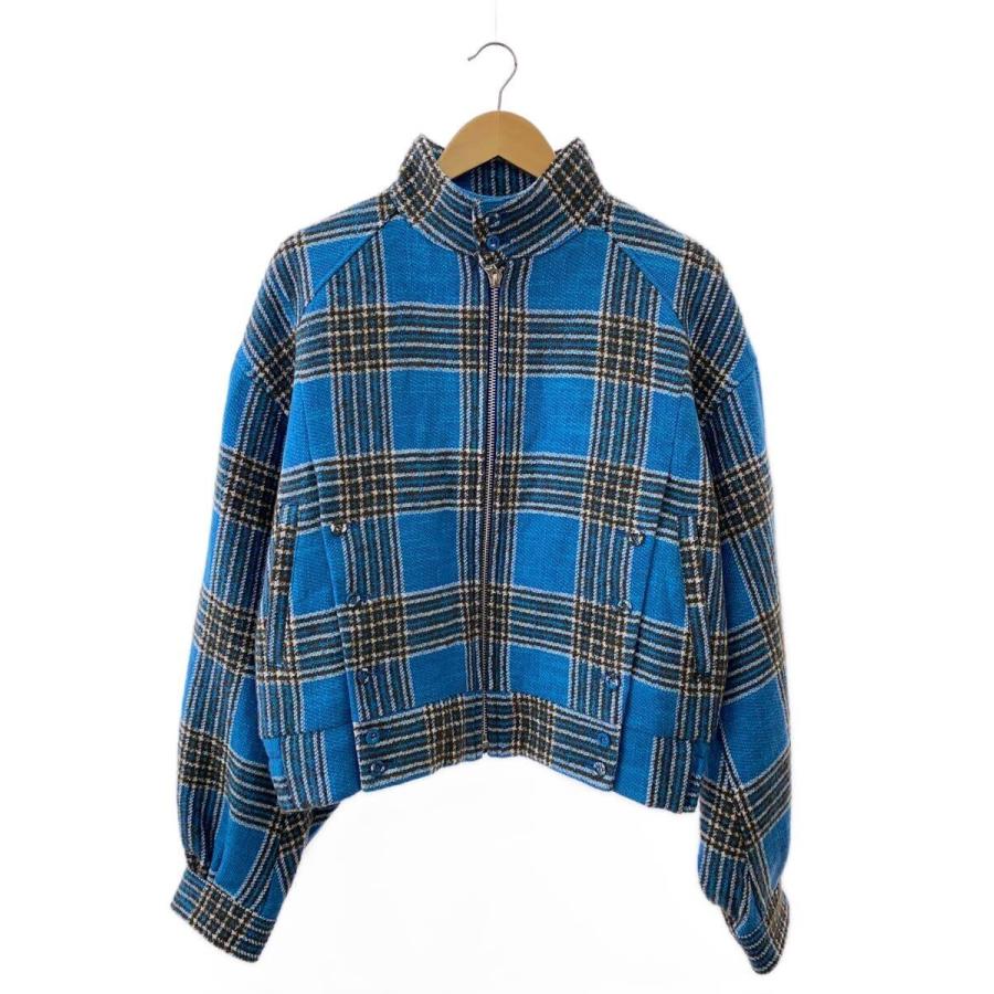 SEVESKIG◇tweed plaid swing jacket/ジャケット/L/ウール/BLU