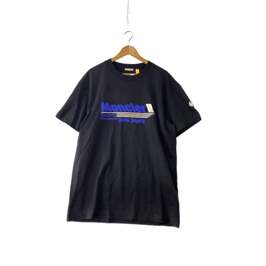 MONCLER◇ロゴプリント/クルーネック/Tシャツ/XL/コットン/黒 