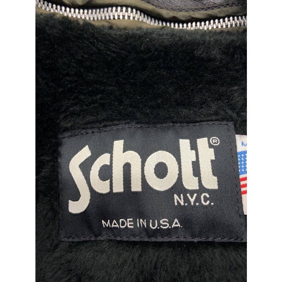 schott ライナー付き　ライダースジャケット　レザー　黒　36 USA製 Schott◇シングルライダースジャケット/レザージャケット/36/レザー/黒