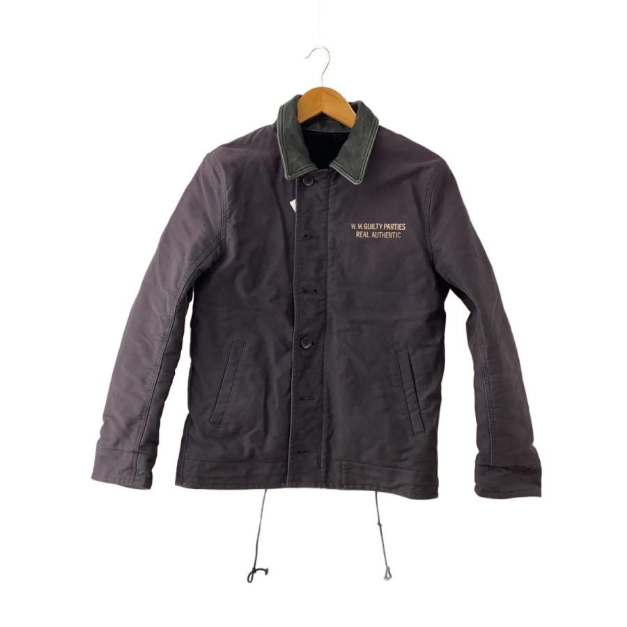 WACKO MARIA◇ジャケット/M/コットン/NVY/裏地ボア/レザー切替