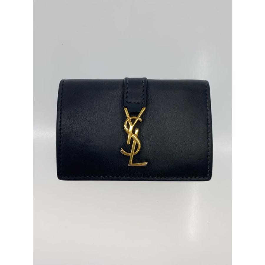 SAINT LAURENT ブラックレザー三つ折り財布 YSL ブラック 三つ折り財布