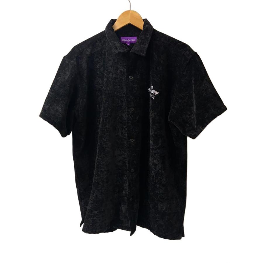 THE BLACK EYE PATCH◇OPEN COLLARED VELOR S/S SHIRT/XL/ベロア/BLK