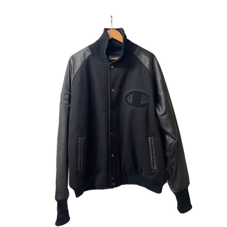 Champion◇スタジャン/XL/ウール/BLK/無地/407Z76 : セカンド
