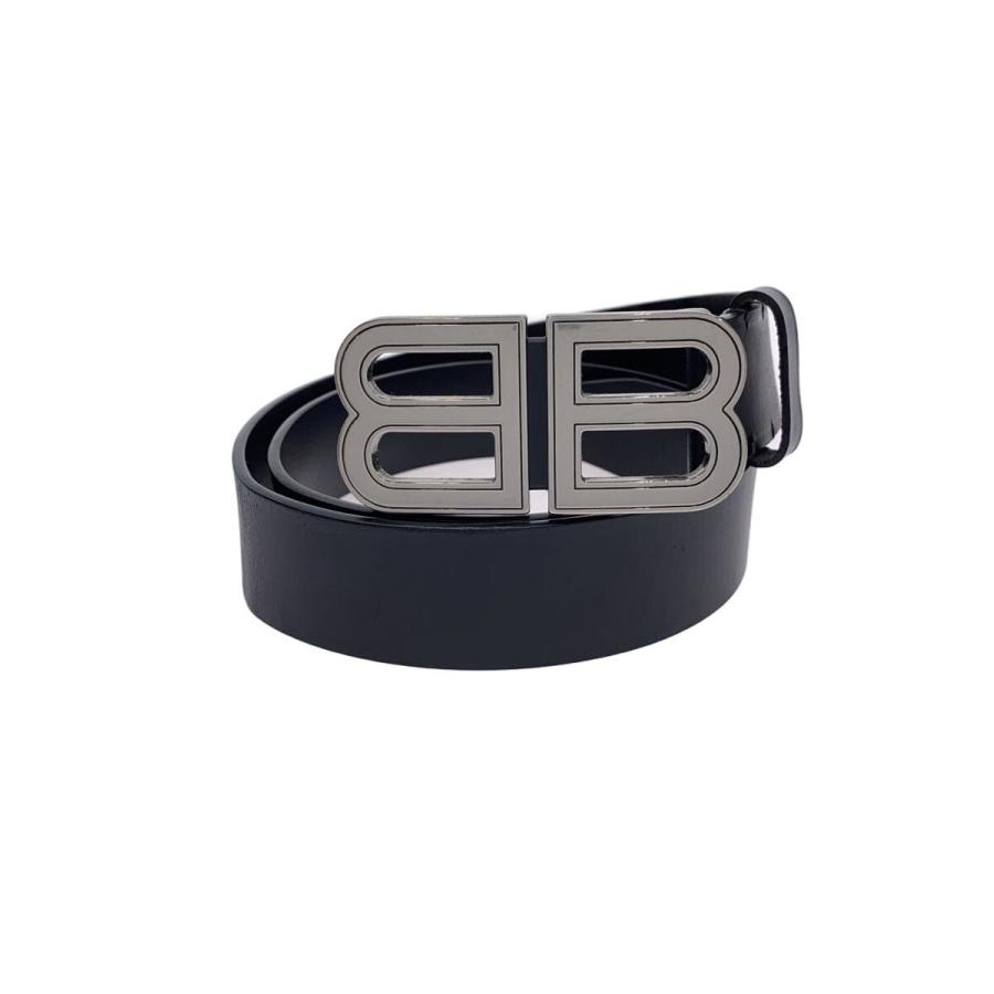 BALENCIAGA◇BB LOGO BELT/レザー/BLK//674171// : セカンドストリート