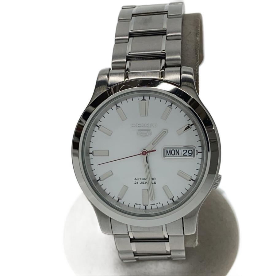 SEIKO◇セイコー5 自動巻腕時計/アナログ/WHT/SLV/7S26-02J0