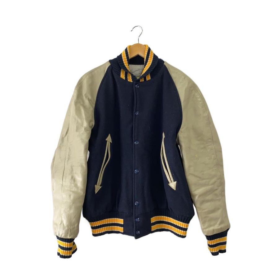 hewitt mfg◇x BACK DROP レザースリーブ スタジャン/40/NVY