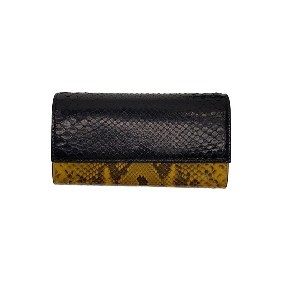 GUCCI パイソン柄 長財布 GUCCI◇パイソン柄 バイカラーウォレット 長財布/レザー/BLKxYLW