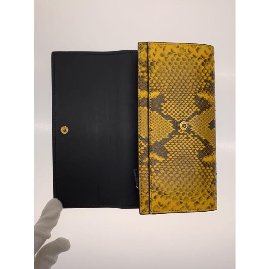 GUCCI◇パイソン柄 バイカラーウォレット 長財布/レザー/BLKxYLW