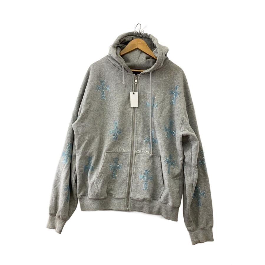 UNKNOWN LONDON◇Cross Rhinestone Zip Up Hoodie/L/GRY// : セカンド