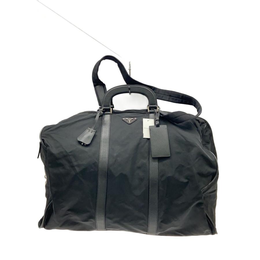 【美品！！✨】PRADA ボストンバッグ ナイロン トライアングルロゴ プレート PRADA◇トライアングルロゴプレート ナイロンxサフィアーノレザー
