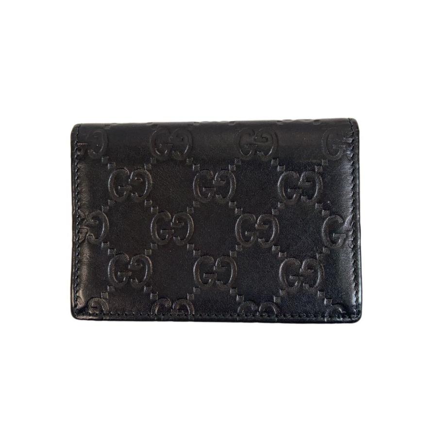 ◆GUCCI シマ レザー カードケース GG柄　名刺入れ GUCCI◇グッチシマ 名刺入れ カードケース/レザー/BLK/233184