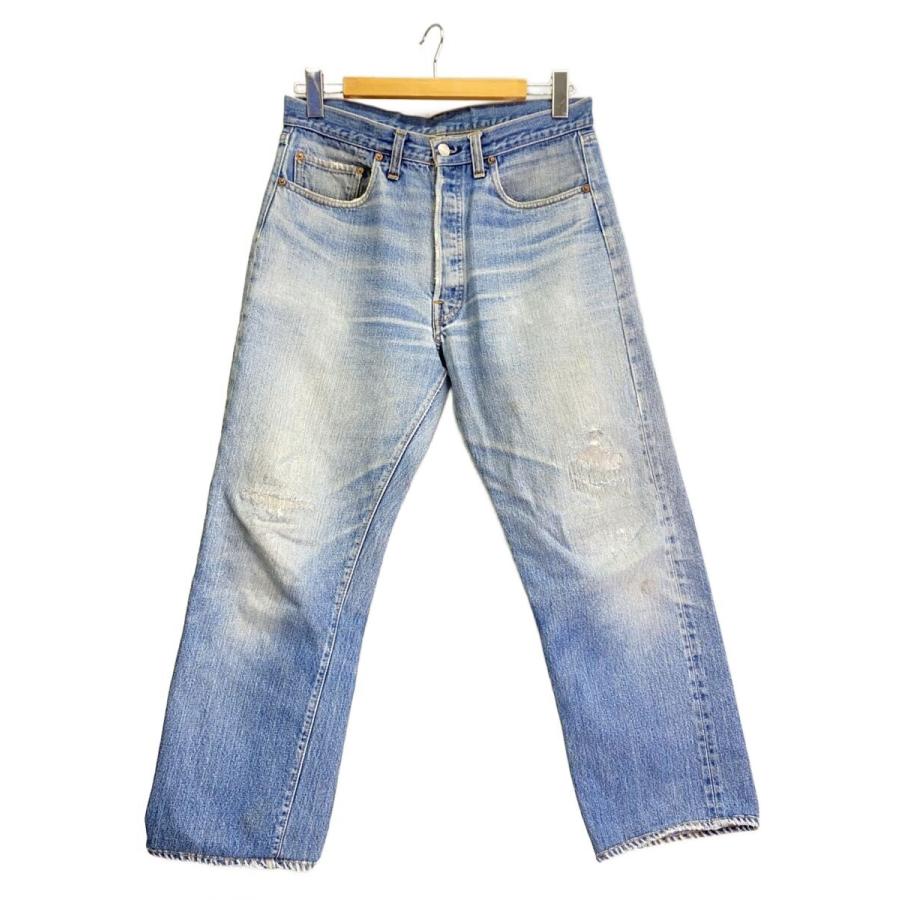 Levi's◇501/66前期/ストレートデニム/コットン/BLU/リペア有