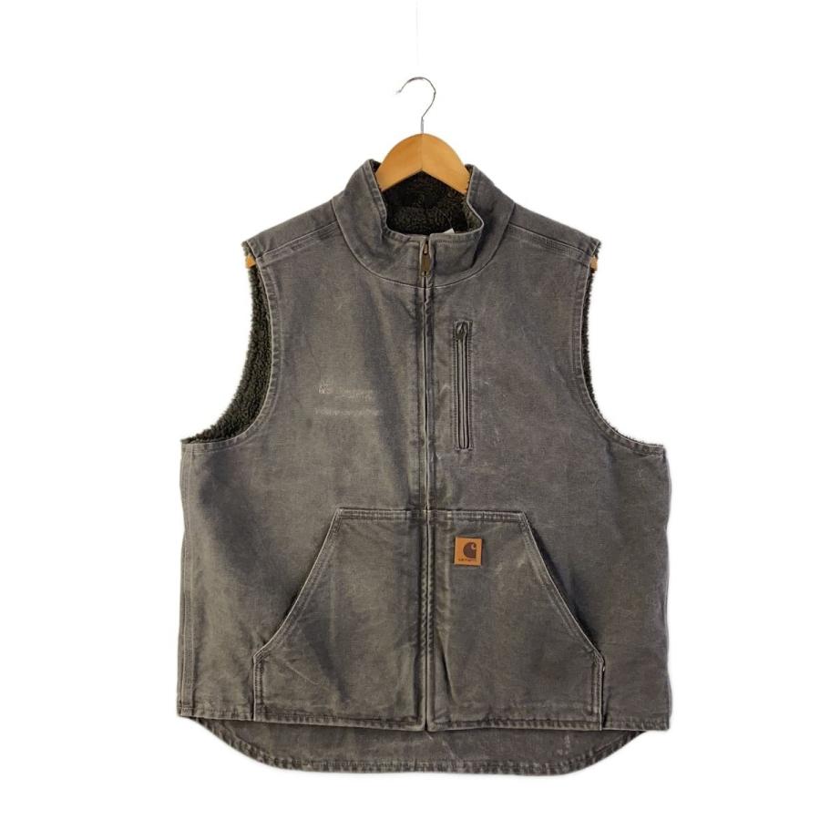 L カーハート ダックベスト 裏ボア ボアベスト GVL Carhartt Carhartt◇ダックベスト/裏ボアL/コットン/GRY/無地/V33GVL/スレ