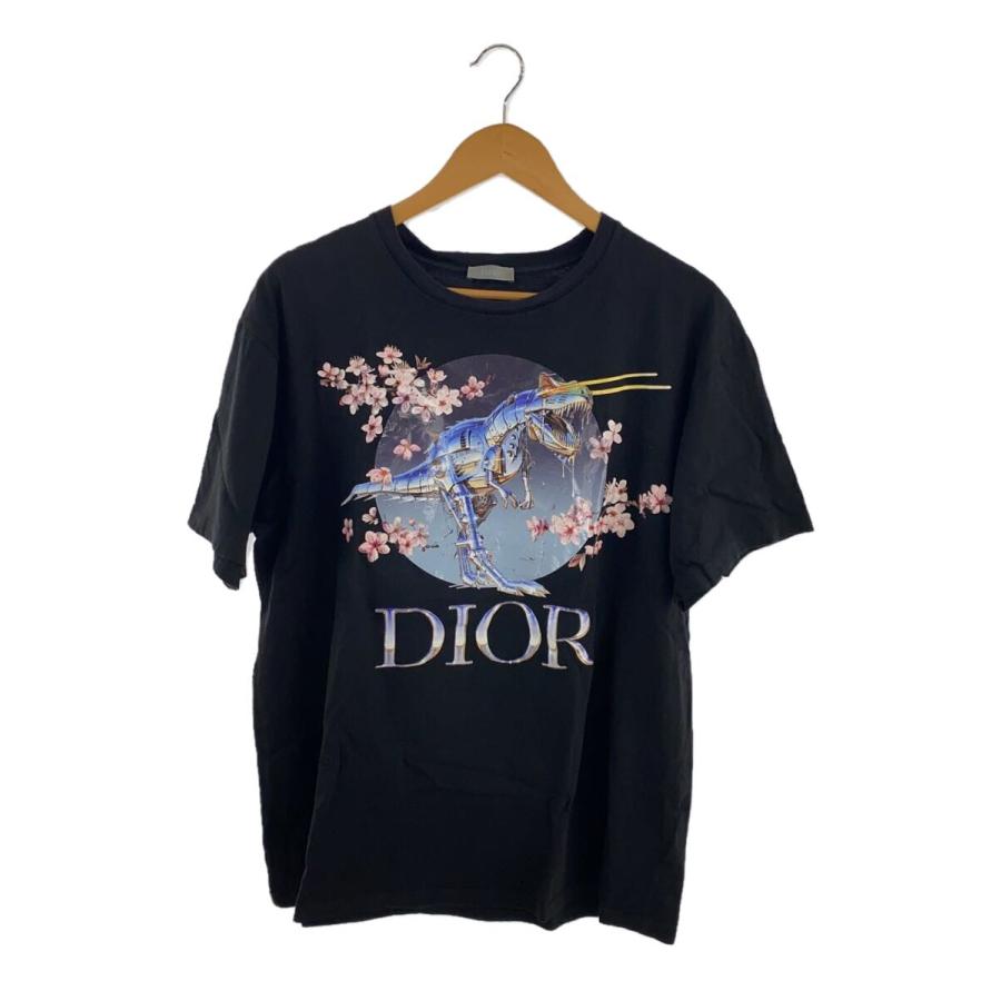 Dior HOMME◇空山基 恐竜ロボット/Tシャツ/L/コットン/BLK/プリント