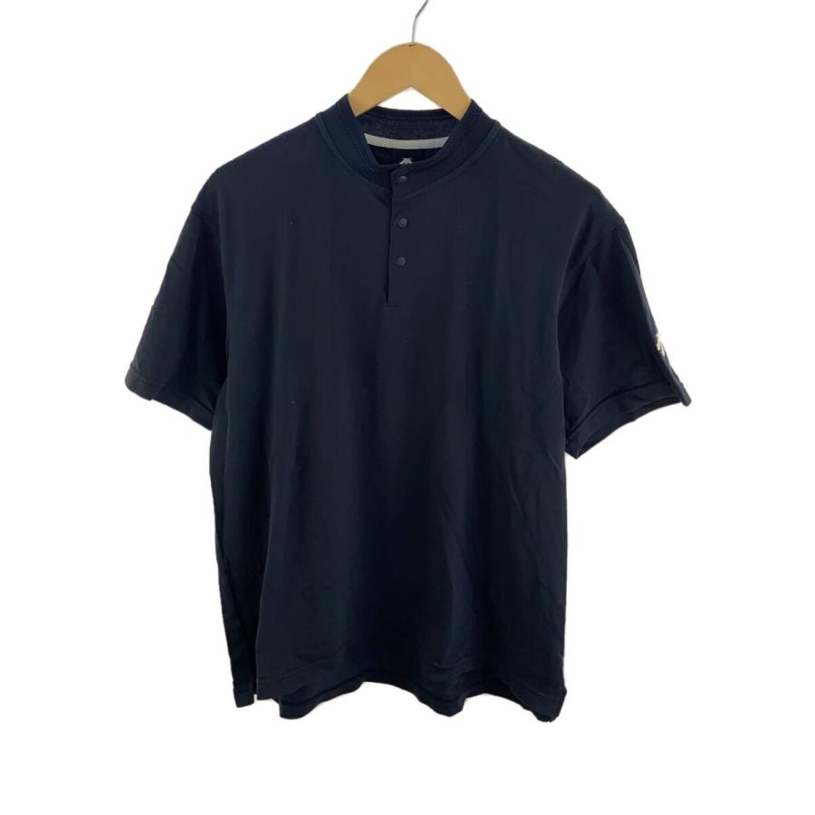 Kumi様　デサント　モックネック　半袖シャツ　ブラック　未使用　M DESCENTE◇Tシャツ/24SS/モックネック鹿の子半袖シャツ/L/コットン/NVY