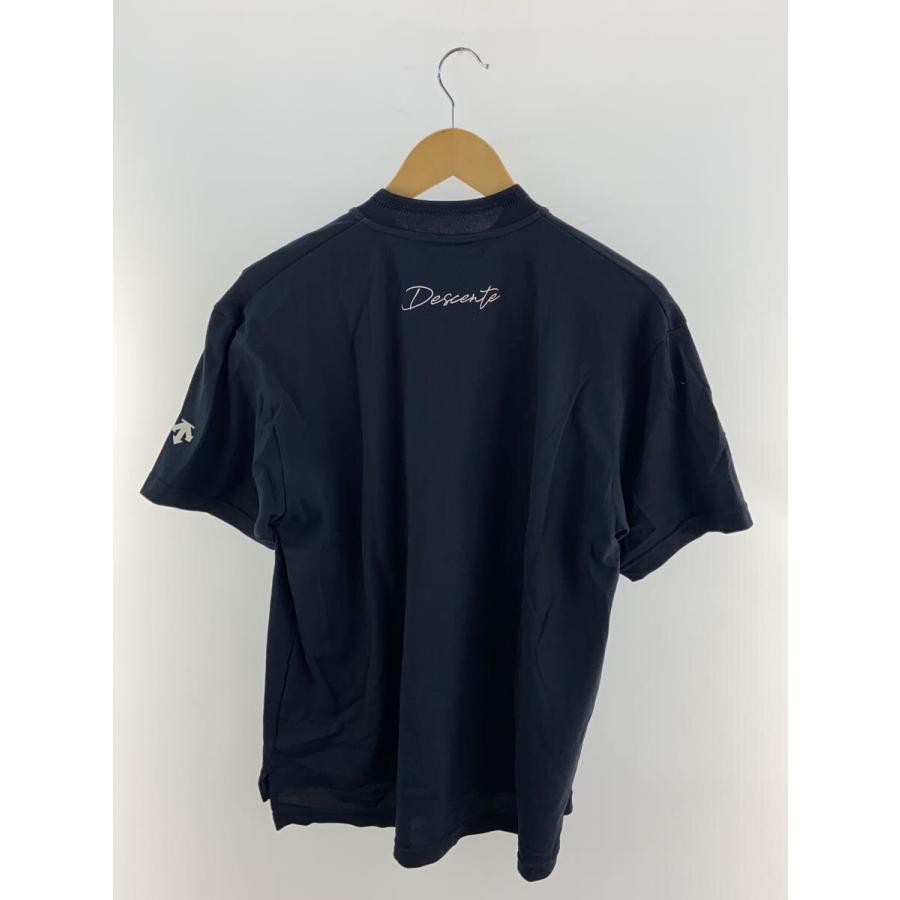 DESCENTE◇Tシャツ/24SS/モックネック鹿の子半袖シャツ/L/コットン/NVY