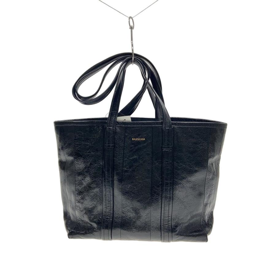 BALENCIAGA◇バルベス/ミディアムショッパー/トートバッグ/レザー/BLK