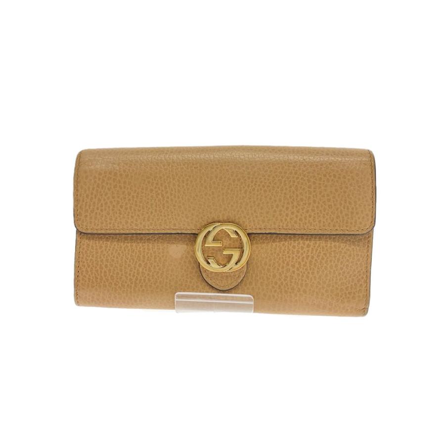 GUCCI◇インターロッキングG長財布/レザー/ベージュ/598166/グッチ