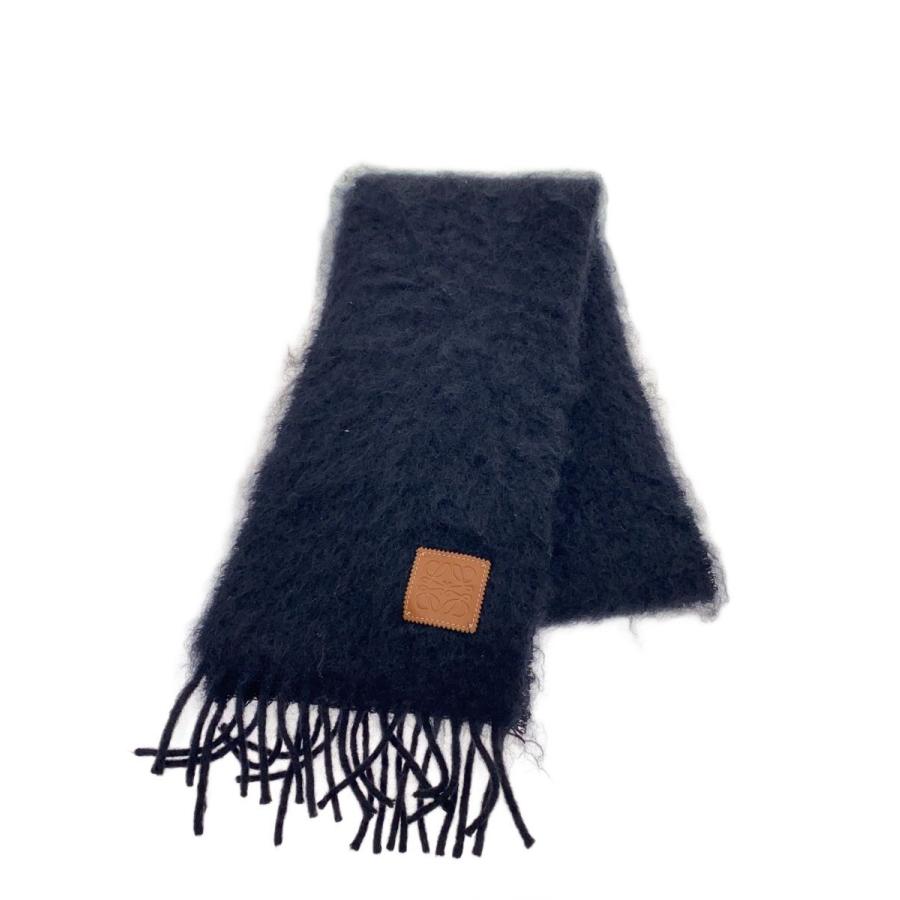 LOEWE◇マフラー/アナグラム/ウール/モヘヤ/モヘア/BLK/レディース