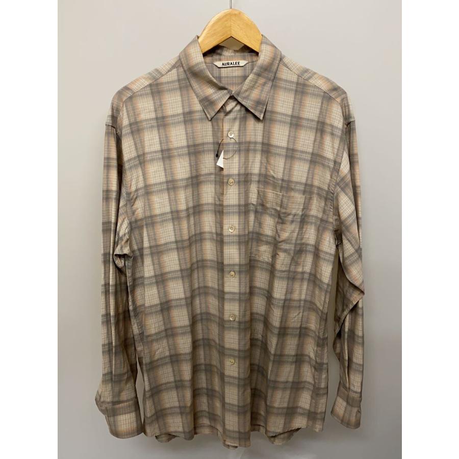AURALEE◇SUPER LIGHT WOOL CHECK SHIRTS長袖シャツ/チェック AURALEE◇SUPER LIGHT WOOL CHECK SHIRTS長袖シャツ/チェック