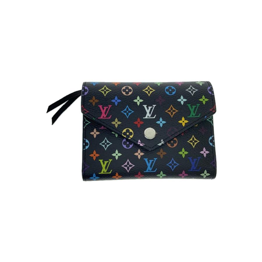 LOUIS VUITTON◇村上隆/2つ折り財布/レザー/BLK/総柄/レディース