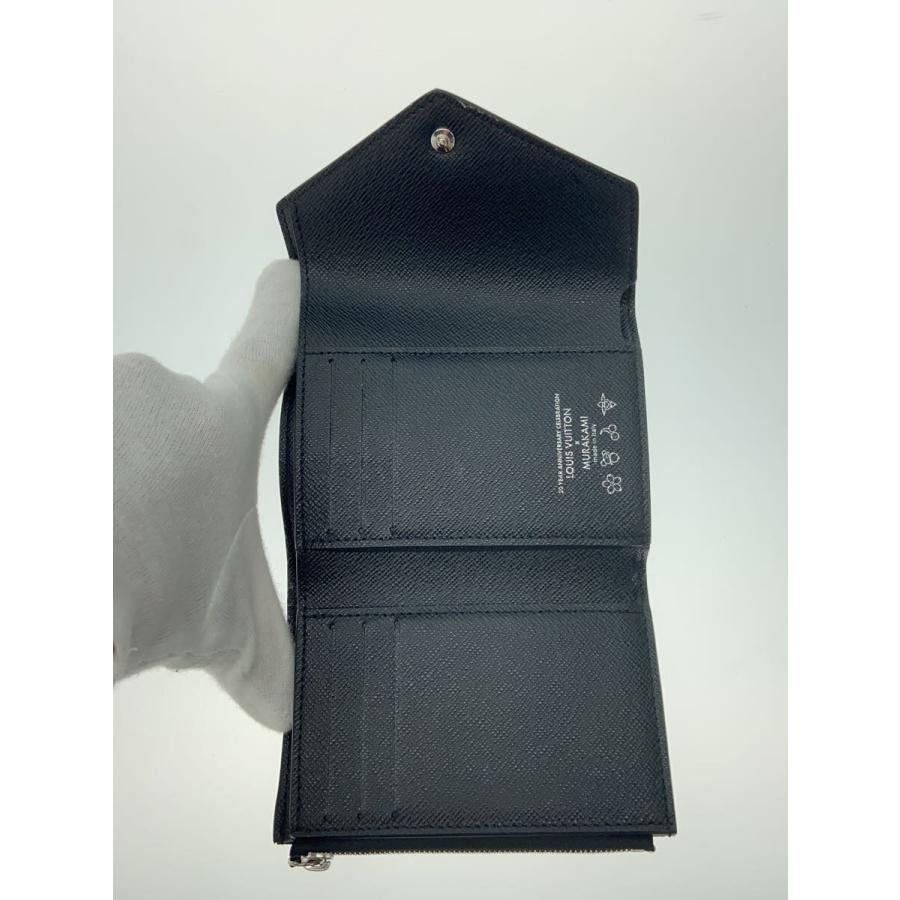 LOUIS VUITTON◇村上隆/2つ折り財布/レザー/BLK/総柄/レディース