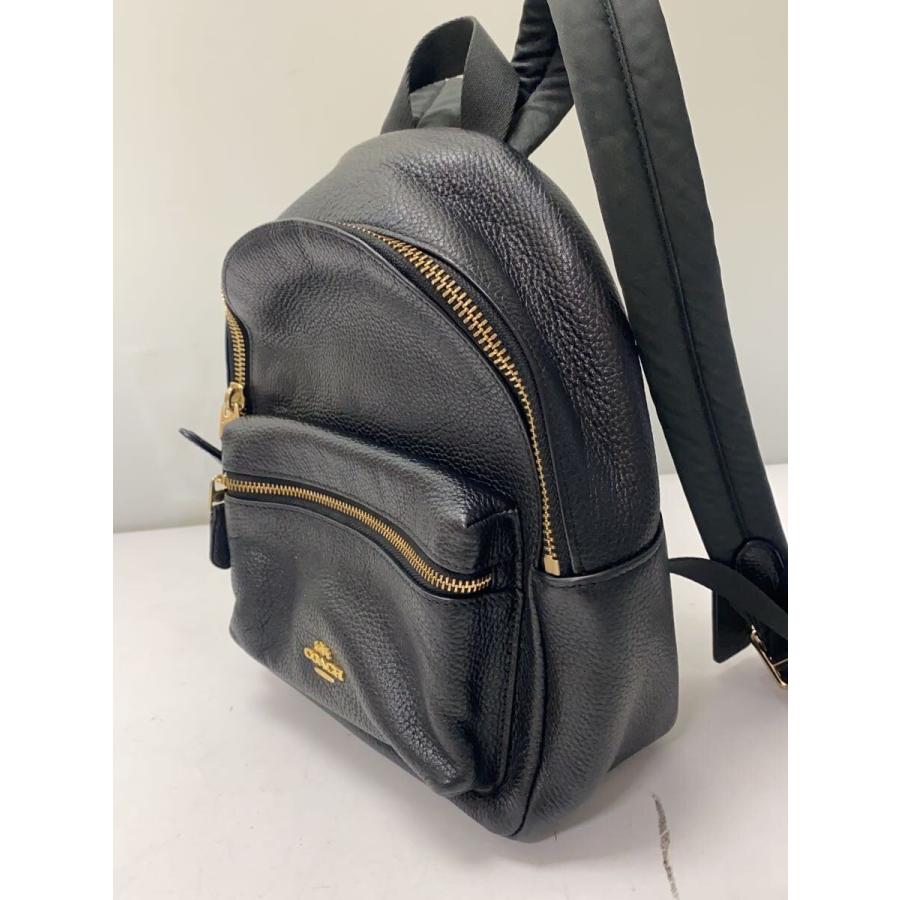 COACH◇Mini Charlie Backpack in Pebble Leather /レザー/BLK/F38263 