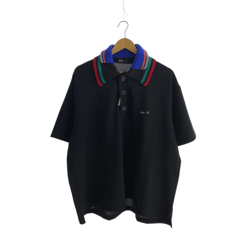 kolor◇22ss/Pe鹿の子/ポロシャツ/2/ポリエステル/BLK/22SCM-Y03202