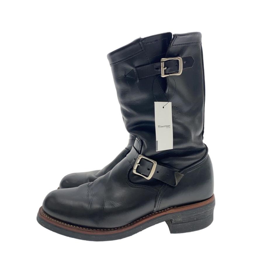 CHIPPEWA◇ソール減り有/スレ有/エンジニアブーツ/27.5cm/BLK/レザー