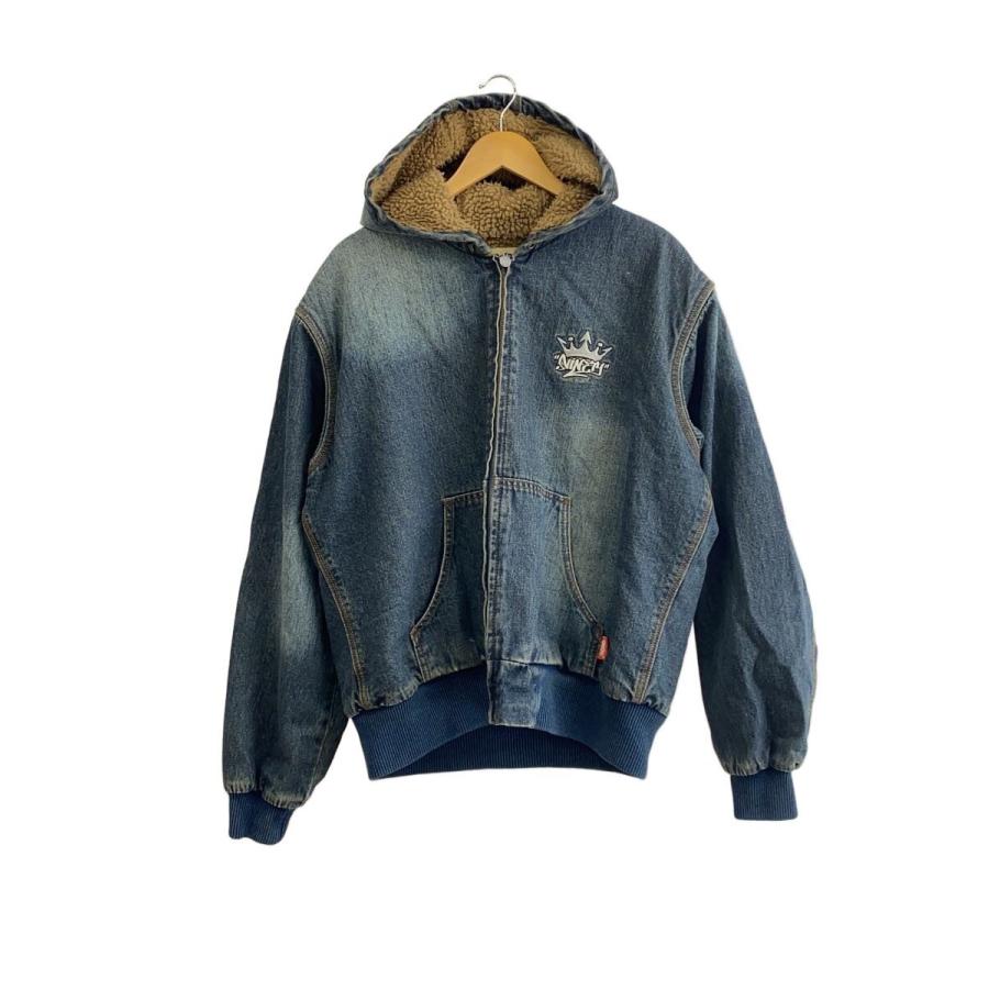 9090◇King Logo Slub Denim Zip Hoodie/ジャケット/L/コットン/IDG