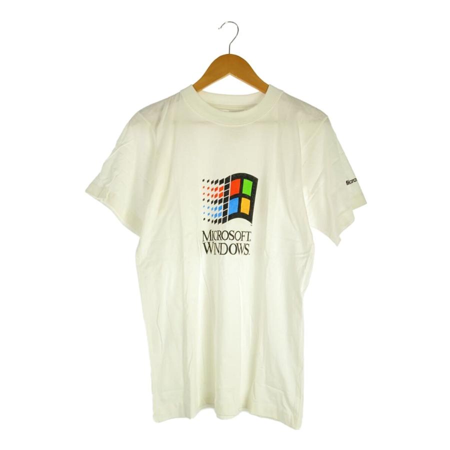 Microsoft◇WINDOWS/ウィンドウズ/フロント/袖ロゴ/Tシャツ/FREE