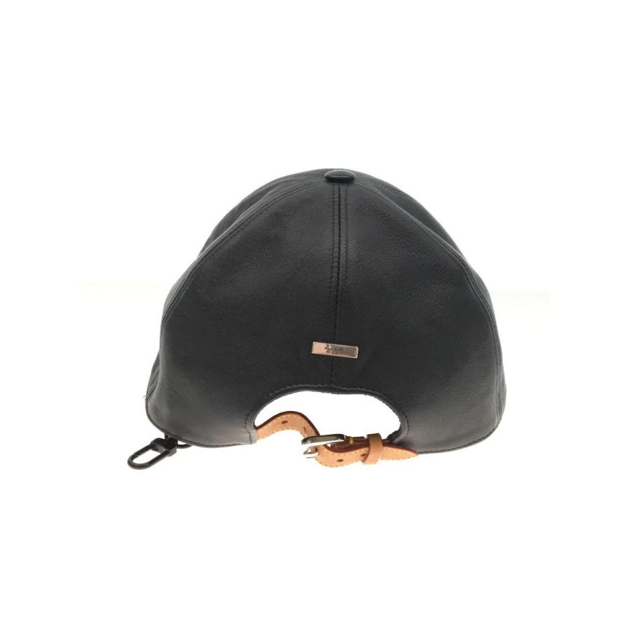 LOUIS VUITTON◇LVステープル エディション レザーキャップ/FREE/羊革 