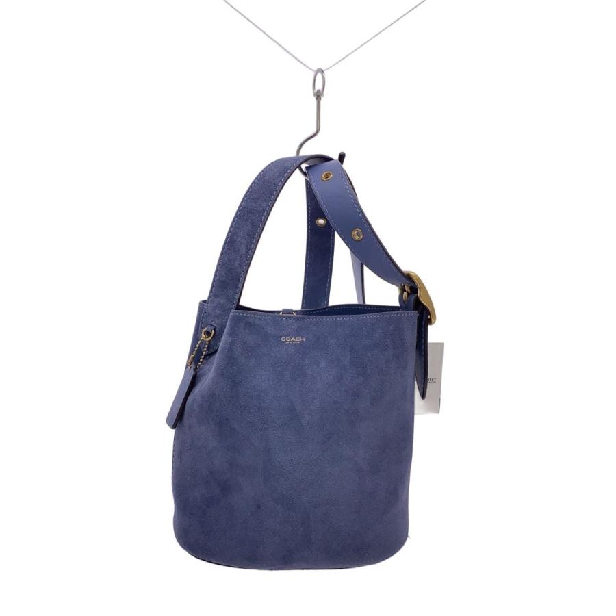 COACH◇ブリーカーバケットバッグ21/ショルダーバッグ/スウェード/BLU