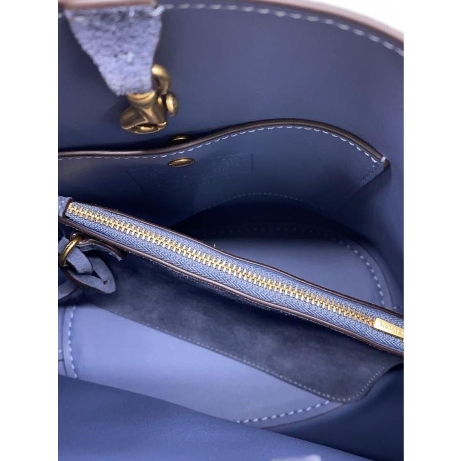 COACH◇ブリーカーバケットバッグ21/ショルダーバッグ/スウェード/BLU