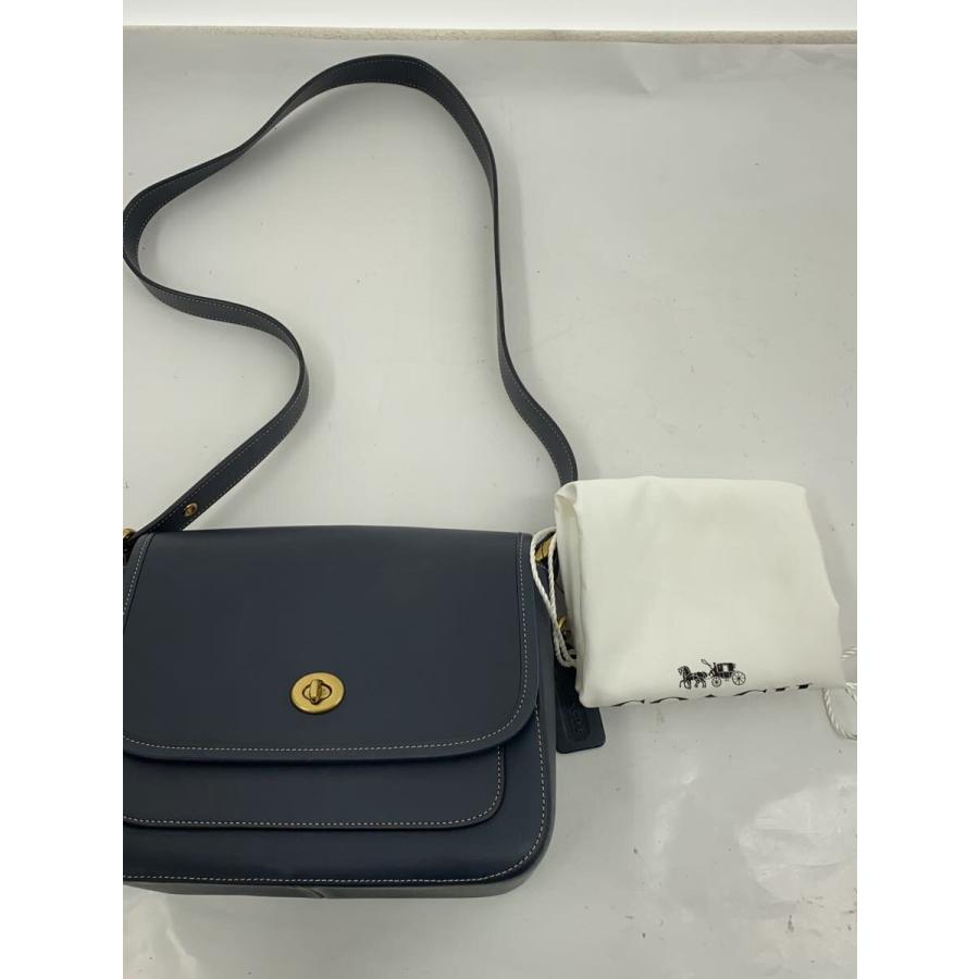 COACH◇ショルダーバッグ/レザー/NVY/無地/89127//