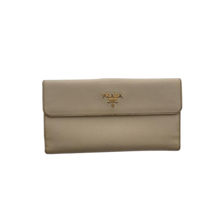 PRADA◇長財布/レザー/CRM/無地/レディース/サフィアーノ// : セカンド 