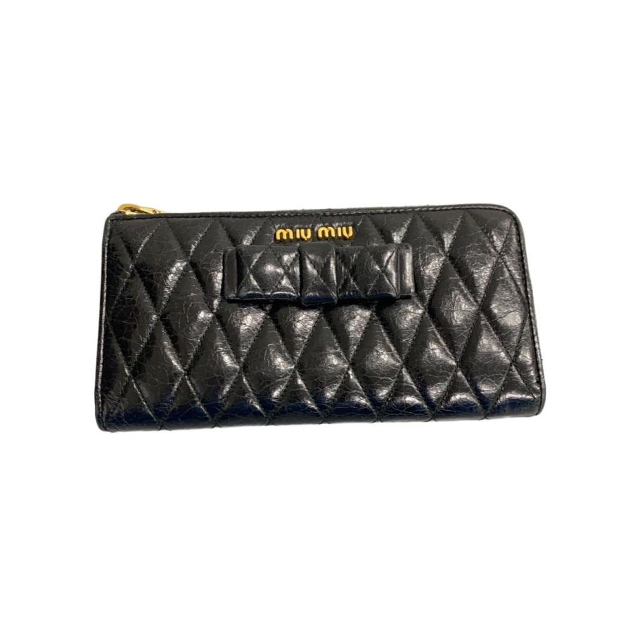 MIU MIU◇長財布/レザー/BLK/レディース/5ML1183// : セカンド