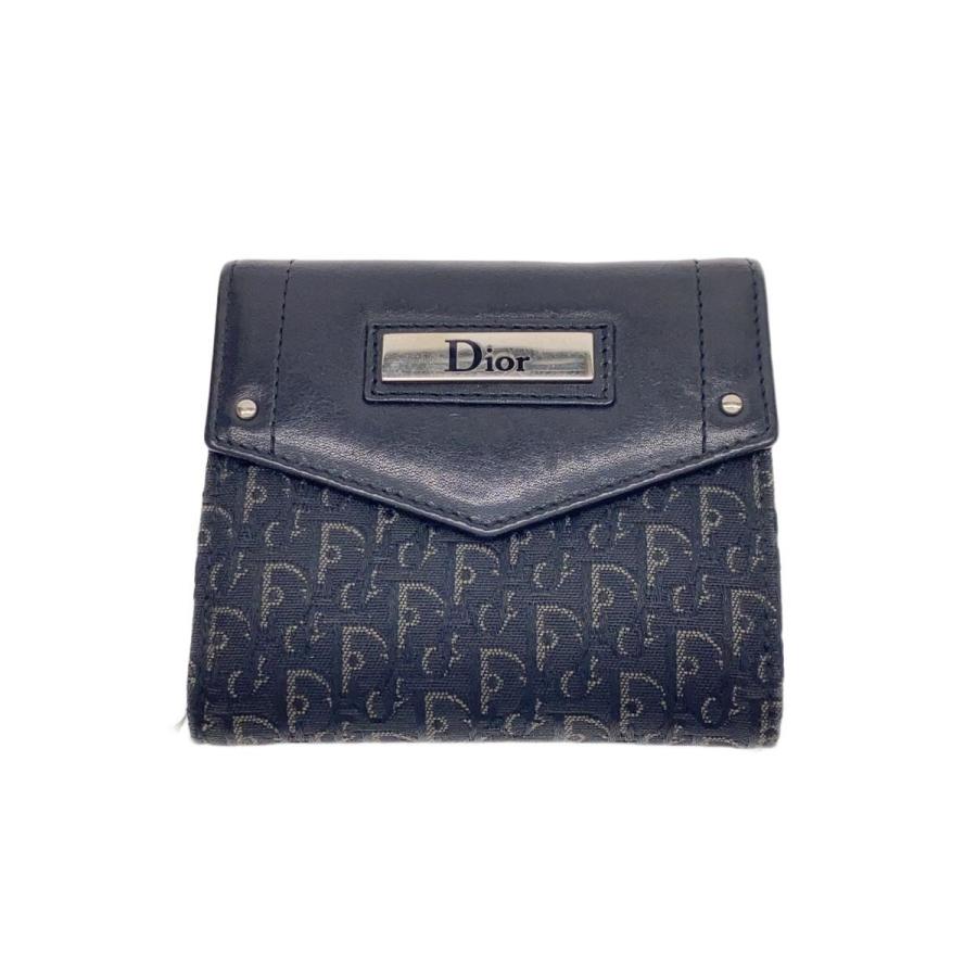 Christian Dior◇トロッター/つ折り財布/キャンバス/BLK/メンズ