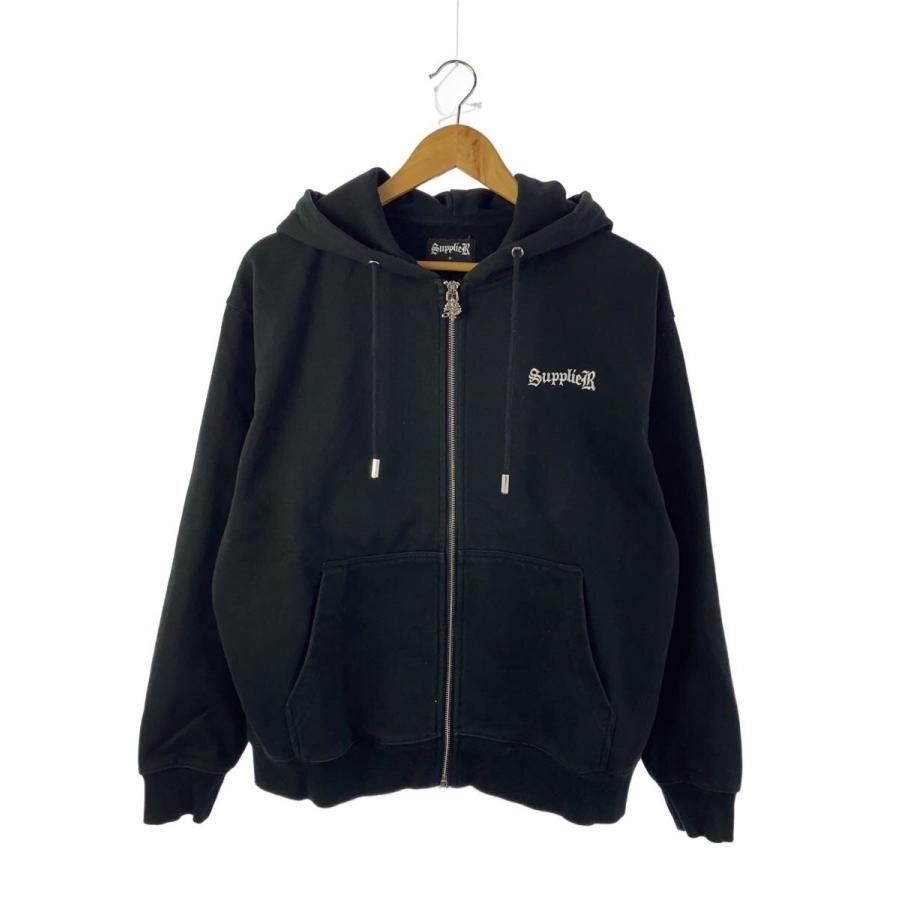SUPPLIER◇サプライヤー/CROSS ZIP HOODIE/S/コットン/BLK/無地