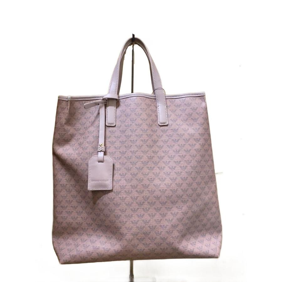 美品　エンポリオアルマーニ　トートバッグ　2way PVC 総柄　ブラック EMPORIO ARMANI◇トートバッグ/PVC/BEG/総柄 : セカンドストリート
