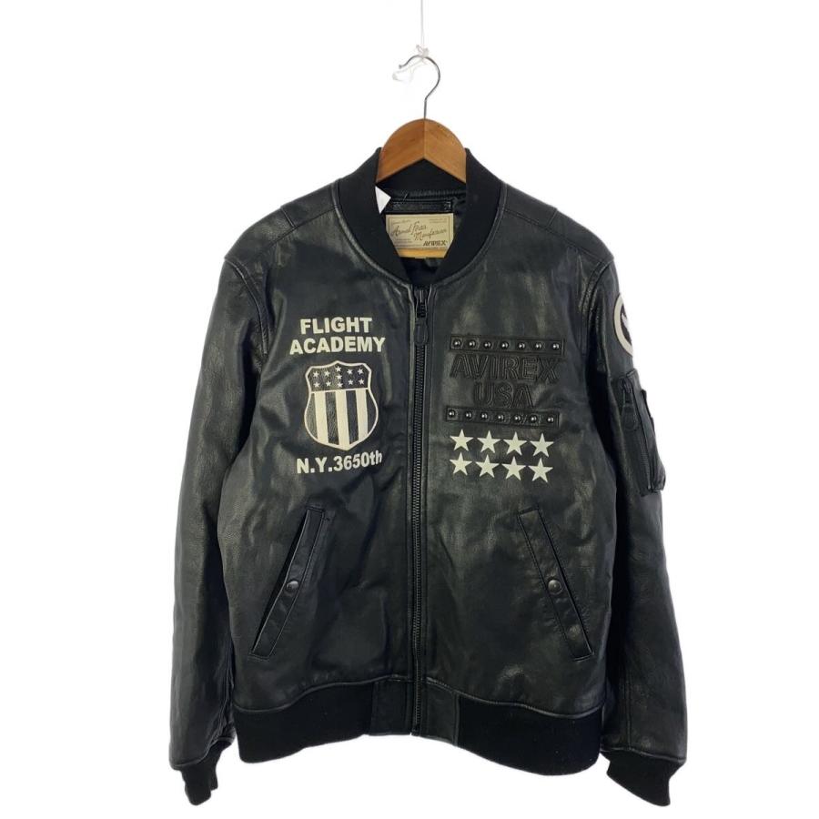 AVIREX◇SOLT AND PEPPER/レザージャケット・ブルゾン/XL/山羊革/BLK 