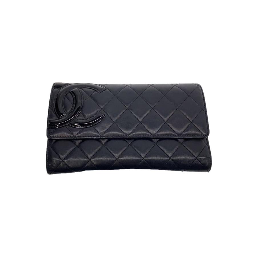 CHANEL カンボンライン ラウンドファスナー 長財布 マトラッセ ココマーク CHANEL◇カンボンライン/ココマーク/マトラッセ/長財布/レザー/BLK
