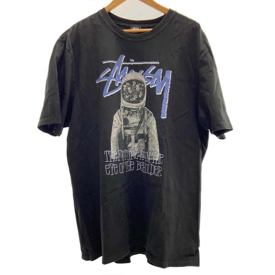 STUSSY◇SPACEMAN PIGMENT DYED TEE/Tシャツ/宇宙飛行士/XL/コットン