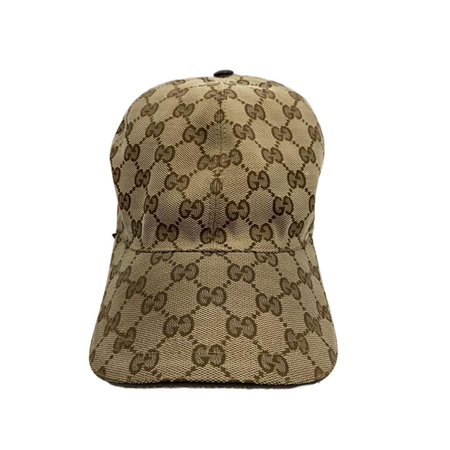 GUCCI◇GGキャンバスベースボールキャップ/XL/ナイロン/BEG/総柄 