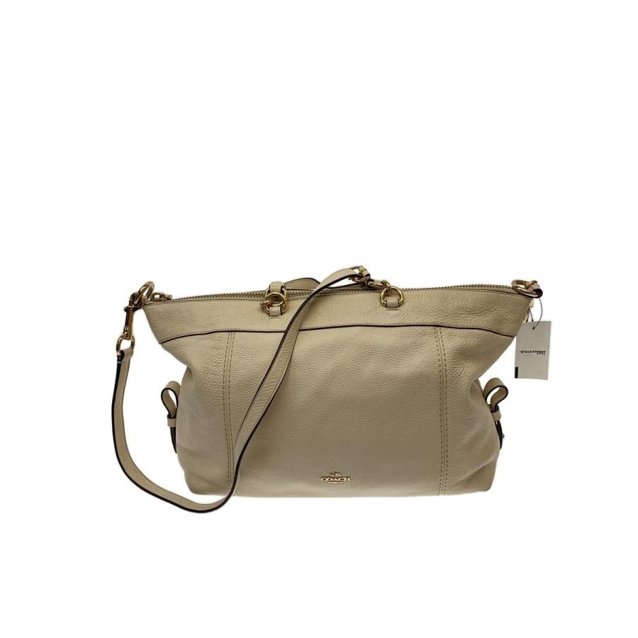 COACHのショルダーバックサイズデカめ COACH◇ショルダーバッグ/メタルロゴ/ベトナム製/レザー/BEG/F59325/角