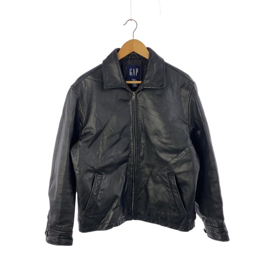 ギャップ GAP レザー ジャケット サイズS 00s 本革 紺タグ 短丈 GAP◇レザージャケット・ブルゾン/S/レザー/BLK// : セカンド