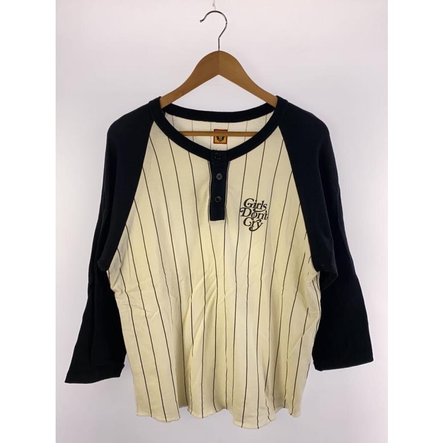 HUMAN MADE◇長袖Tシャツ/M/コットン/WHT/ストライプ : セカンド