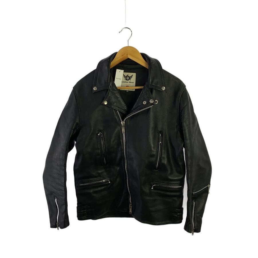 666 ブラックレザーダブルライダースジャケット 666 Leather Wear◇ダブルライダースジャケット/38/レザー/ブラック