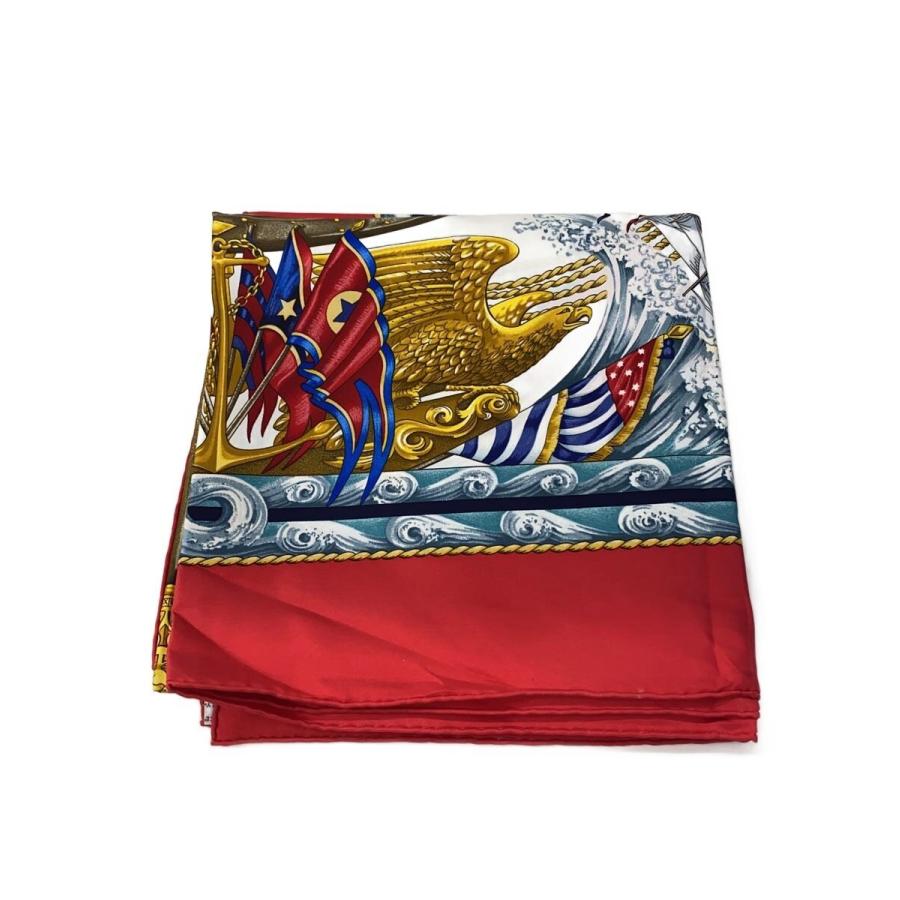 HERMES エルメス カレ90 vive le vent風よ吹け HERMES◇カレ90/VIVE LE VENT/風よ吹けスカーフ/シルク/RED/総柄