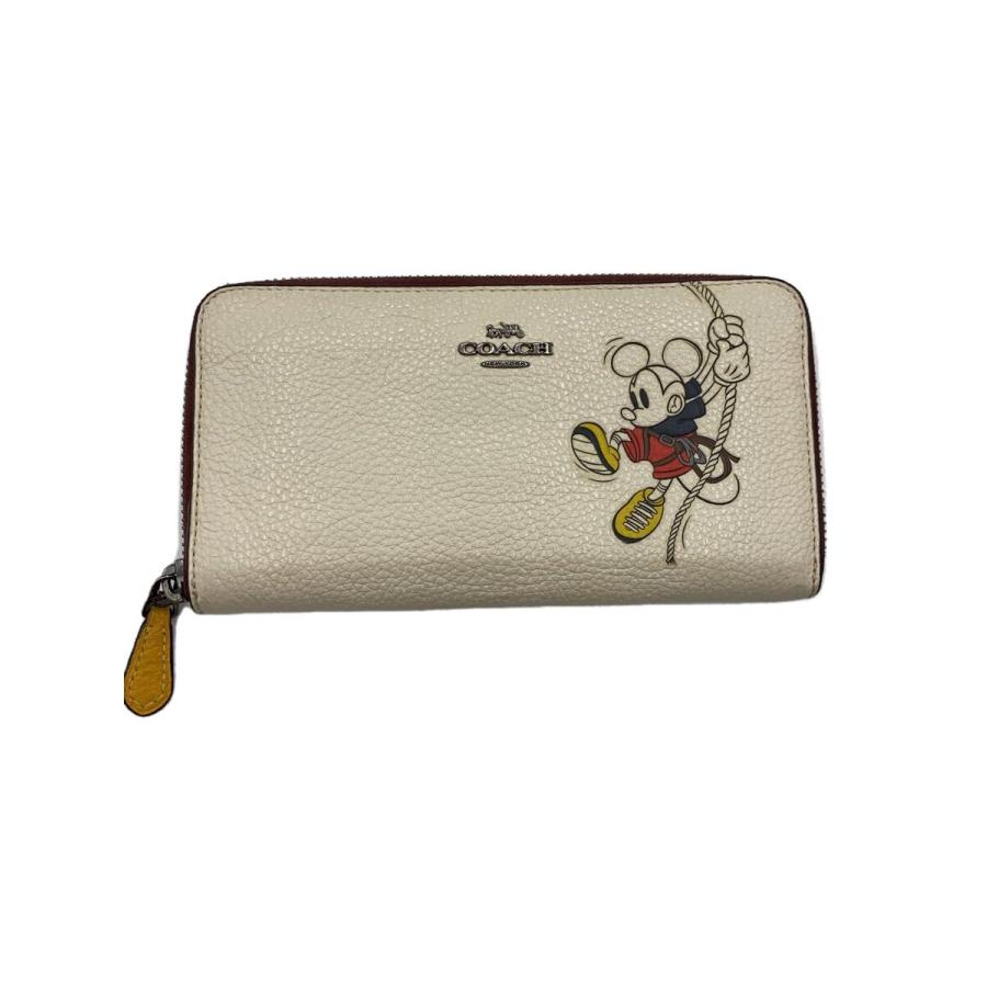 COACH◇長財布/レザー/WHT/レディース/C2081-3729/×Disney